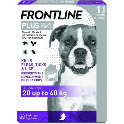 Frontline Plus Large Dogs Flea & Tick Treatment - 1 Pipette Frontline Plus Large Dogs Flea & Tick Treatment - 1 Pipette
