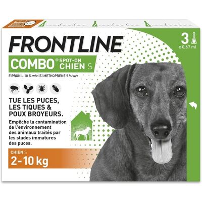 Frontline 3 Pipettes antiparasitaires Combo Chien - 2-10 kg - Puces, tiques, poux broyeurs - Publicité Frontline 3 Pipettes antiparasitaires Combo Chien - 2-10 kg - Puces, tiques, poux broyeurs - Publicité