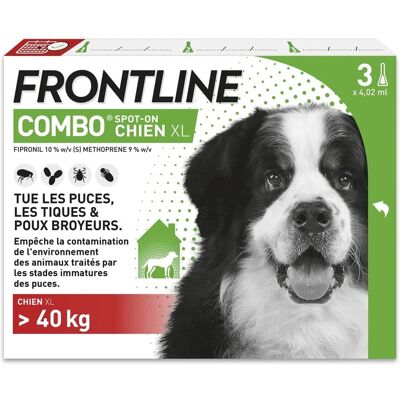Frontline 3 Pipettes antiparasitaires pour chiens >40kg - Puces, tiques, poux broyeurs - Publicité Frontline 3 Pipettes antiparasitaires pour chiens >40kg - Puces, tiques, poux broyeurs - Publicité