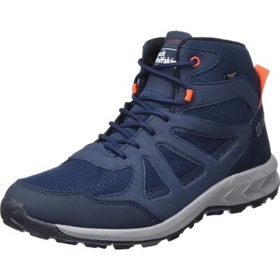 Jack Wolfskin Woodland 2 Texapore Mid - Bleu, Rouge - Chaussures de Randonnée Jack Wolfskin Woodland 2 Texapore Mid - Bleu, Rouge - Chaussures de Randonnée