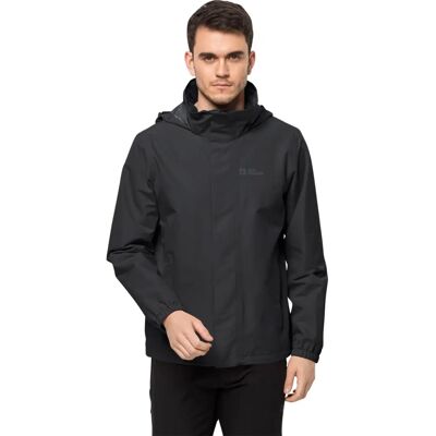 Jack Wolfskin Black Waterproof Hooded Rain Jacket Stormy Point XL Jack Wolfskin Black Waterproof Hooded Rain Jacket Stormy Point XL