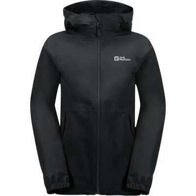 Jack Wolfskin Kids Stormy Point Waterproof Hooded Jacket - Black - 5-6 Yrs Jack Wolfskin Kids Stormy Point Waterproof Hooded Jacket - Black - 5-6 Yrs