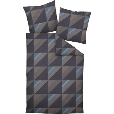 Janine Mako Satin Bettwäsche-Set - Blau, 135x200cm, 80x80cm Kissen Janine Mako Satin Bettwäsche-Set - Blau, 135x200cm, 80x80cm Kissen