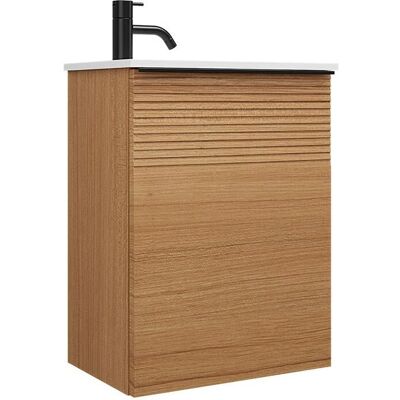 burgbad Fiumo Mineralguss-Waschtisch 47 cm - Plissée Türen, links - Badezimmerwaschtisch burgbad Fiumo Mineralguss-Waschtisch 47 cm - Plissée Türen, links - Badezimmerwaschtisch