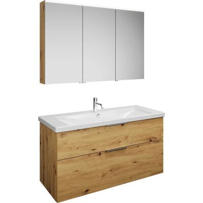 Conjunto Eqio - Espejo, Lavabo en cerámica, Mueble de pared Conjunto Eqio - Espejo, Lavabo en cerámica, Mueble de pared