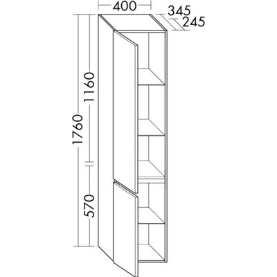 burgbad HSPC040R Wandhängender Hochschrank mit 2 Türen, 345mm Tiefe, Türanschlag rechts - Stauraumschrank burgbad HSPC040R Wandhängender Hochschrank mit 2 Türen, 345mm Tiefe, Türanschlag rechts - Stauraumschrank