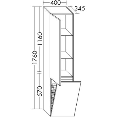 burgbad Lin20 Hochschrank Wandhängend mit Wäschekorb - Hochschrank burgbad Lin20 Hochschrank Wandhängend mit Wäschekorb - Hochschrank