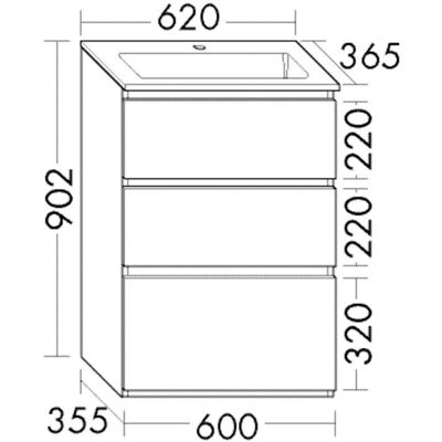 burgbad Lin20 Waschtischunterschrank mit Mineralguss-Waschtisch 62 cm, 3 Auszüge burgbad Lin20 Waschtischunterschrank mit Mineralguss-Waschtisch 62 cm, 3 Auszüge
