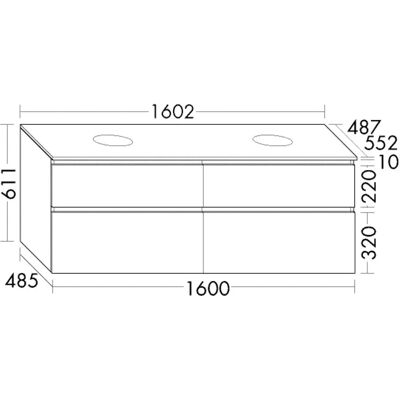 burgbad Lin20 Waschtischunterschrank - Weiß, 1602x552x611mm burgbad Lin20 Waschtischunterschrank - Weiß, 1602x552x611mm