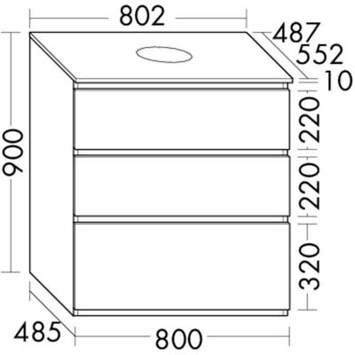 burgbad Lin20 Wandmontage Waschtischunterschrank - 80cm, 3 Schubladen, Mittiger Ausschnitt burgbad Lin20 Wandmontage Waschtischunterschrank - 80cm, 3 Schubladen, Mittiger Ausschnitt