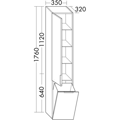 burgbad G0252 Hochschrank - Links - 1 Tür - Stoffkorb - Glasregale - Fester Boden burgbad G0252 Hochschrank - Links - 1 Tür - Stoffkorb - Glasregale - Fester Boden