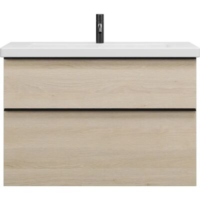 Burgbad Eqio Lavabo y Mueble - Cerámica, 93cm, Decor Roble Burgbad Eqio Lavabo y Mueble - Cerámica, 93cm, Decor Roble