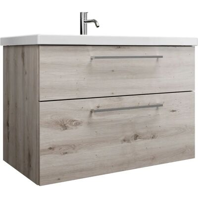 Burgbad Eqio Keramik-Waschtisch Eiche Dekor Silber - Waschbecken Burgbad Eqio Keramik-Waschtisch Eiche Dekor Silber - Waschbecken