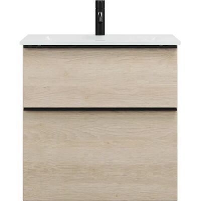 burgbad Eqio Lavabo de vidrio + mueble - 62cm, Blanco burgbad Eqio Lavabo de vidrio + mueble - 62cm, Blanco