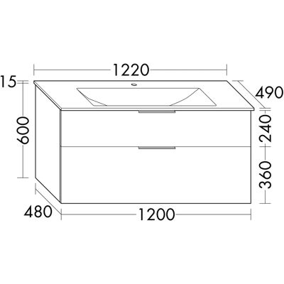 burgbad Eqio Glas-Waschtisch - 1220mm - Grau Hochglanz burgbad Eqio Glas-Waschtisch - 1220mm - Grau Hochglanz