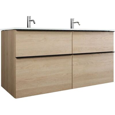 burgbad Eqio Glas-Doppelwaschtisch - Eiche Dekor Cashmere - Waschtisch und Unterschrank burgbad Eqio Glas-Doppelwaschtisch - Eiche Dekor Cashmere - Waschtisch und Unterschrank