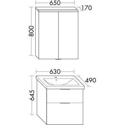 burgbad Eqio Set - 650mm Badezimmer Spiegel, Keramik-Waschtisch & Schrank burgbad Eqio Set - 650mm Badezimmer Spiegel, Keramik-Waschtisch & Schrank