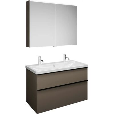 Conjunto Burgbad Eqio - Doble Lavabo de cerámica y Armario con espejo Conjunto Burgbad Eqio - Doble Lavabo de cerámica y Armario con espejo