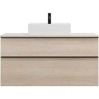 Burgbad Eqio Lavabo de cerámica de sobreponer - Blanco, 1200mm, con mueble Burgbad Eqio Lavabo de cerámica de sobreponer - Blanco, 1200mm, con mueble