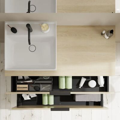 burgbad - Eqio Keramik-Aufsatzwaschtisch - 1200 - links - Ceramic countertop basin with vanity burgbad - Eqio Keramik-Aufsatzwaschtisch - 1200 - links - Ceramic countertop basin with vanity