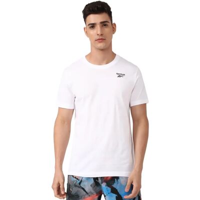 Reebok Herr Vit Bomulls-Sport-T-shirt - S Reebok Herr Vit Bomulls-Sport-T-shirt - S