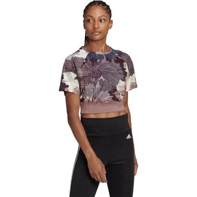 Adidas Allover Print Cropped T-shirt - Lila - T-Shirt Adidas Allover Print Cropped T-shirt - Lila - T-Shirt