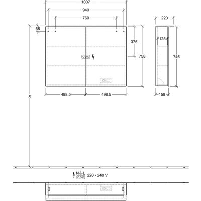 Villeroy & Boch Finero Spiegelschrank - LED Beleuchtung & Verstellbare Regale Villeroy & Boch Finero Spiegelschrank - LED Beleuchtung & Verstellbare Regale