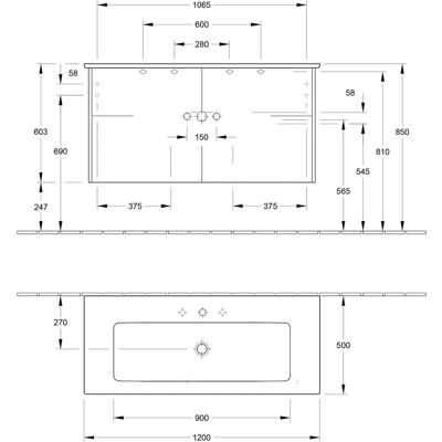 Villeroy & Boch Finero Weiß Badezimmermöbel - Wandmontage, Großes Waschbecken, Modernes Design Villeroy & Boch Finero Weiß Badezimmermöbel - Wandmontage, Großes Waschbecken, Modernes Design