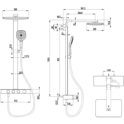 Villeroy & Boch Infinity Sistem de Duș - 3 Funcții Villeroy & Boch Infinity Sistem de Duș - 3 Funcții