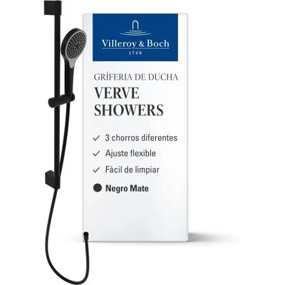 Villeroy & Boch Verve Set de Ducha - 3 Chorros - Negro Mate - Set de Ducha Villeroy & Boch Verve Set de Ducha - 3 Chorros - Negro Mate - Set de Ducha