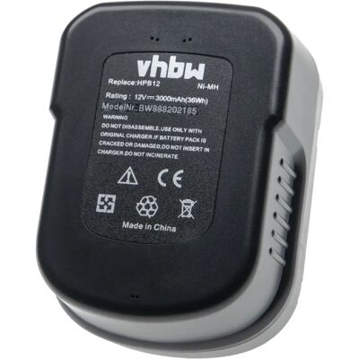 Batteria vhbw Black & Decker - 3000mAh, 12V, NiMH Batteria vhbw Black & Decker - 3000mAh, 12V, NiMH