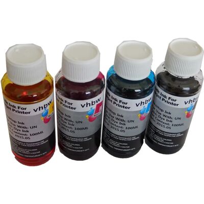 vhbw 4x Encre de recharge compatible avec imprimante HP - Cyan Magenta Noir Jaune - Set de recharge 100ml - Publicité vhbw 4x Encre de recharge compatible avec imprimante HP - Cyan Magenta Noir Jaune - Set de recharge 100ml - Publicité