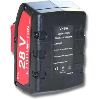 Batería vhbw Milwaukee - 28V, 2000mAh Li-Ion - Compatible con herramientas Batería vhbw Milwaukee - 28V, 2000mAh Li-Ion - Compatible con herramientas