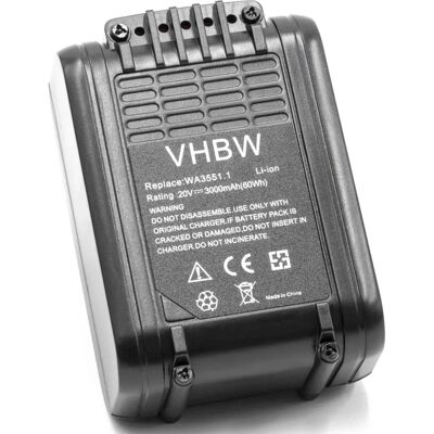 vhbw Battery for Worx Landroid - 3000mAh 20V Li-Ion Black vhbw Battery for Worx Landroid - 3000mAh 20V Li-Ion Black