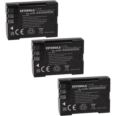 EXTENSILO Batterie pour Appareil Photo Olympus - 3x 1600mAh Noire EXTENSILO Batterie pour Appareil Photo Olympus - 3x 1600mAh Noire
