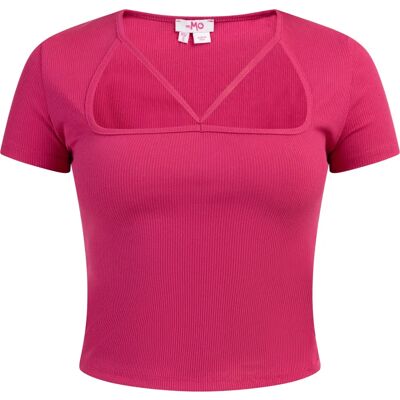 Mymo Rosa Rippstrick T-Shirt Damen - Sommer Top Mymo Rosa Rippstrick T-Shirt Damen - Sommer Top