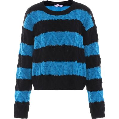 Mymo XL/2XL Zwart Turquoise Trui - Sweater Mymo XL/2XL Zwart Turquoise Trui - Sweater
