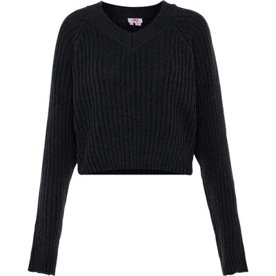 Mymo Zwart V-hals Trui - Sweater Mymo Zwart V-hals Trui - Sweater