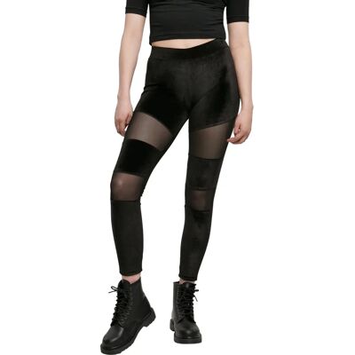 Leggings en velours stretch et mesh Urban Classics - Noir XXL Leggings en velours stretch et mesh Urban Classics - Noir XXL
