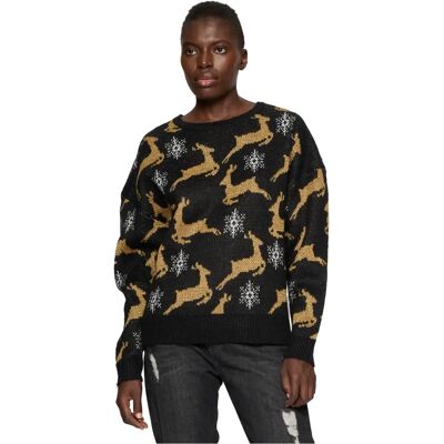 Urban Classics Kvinders Oversized Juletrøje (TB4559-01217-0058) sort/guld Urban Classics Kvinders Oversized Juletrøje (TB4559-01217-0058) sort/guld