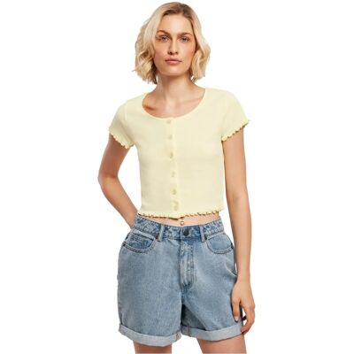 URBAN CLASSICS Damen Cropped Button Up Rib Tee - T-shirt URBAN CLASSICS Damen Cropped Button Up Rib Tee - T-shirt