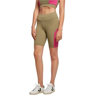 Urban Classics Khaki Wysoka Talia Kolorowe Bloki Spodenki Rowerowe - Spodenki Urban Classics Khaki Wysoka Talia Kolorowe Bloki Spodenki Rowerowe - Spodenki