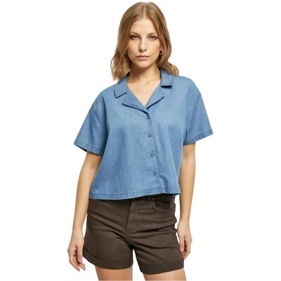 URBAN CLASSICS Chemise en denim léger pour femmes - Blouse URBAN CLASSICS Chemise en denim léger pour femmes - Blouse