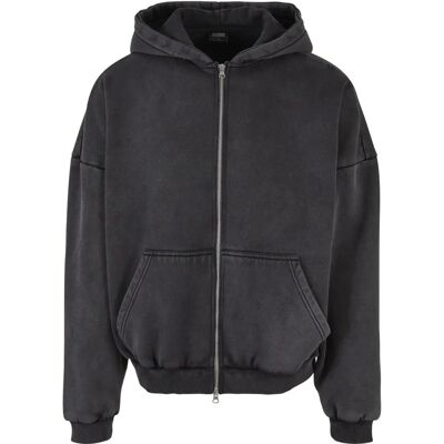 Urban Classics - Heavy Stone Washed 90s Zip Hoodie - Sort - XL - Hoodie Urban Classics - Heavy Stone Washed 90s Zip Hoodie - Sort - XL - Hoodie