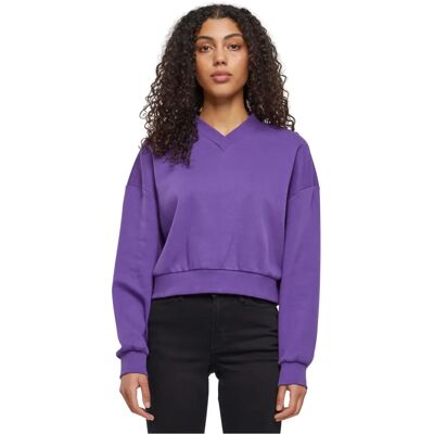 Urban Classics Damen Cropped V-Neck - Sweater Urban Classics Damen Cropped V-Neck - Sweater
