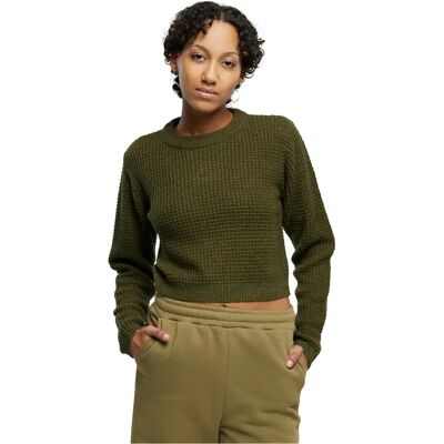 Pull court en tricot gaufré Urban Classics Olive - Pull Pull court en tricot gaufré Urban Classics Olive - Pull
