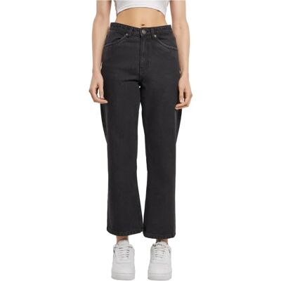 Urban Classics Jean Femmes Cropped à Jambe Droite - Noir - Jean Urban Classics Jean Femmes Cropped à Jambe Droite - Noir - Jean
