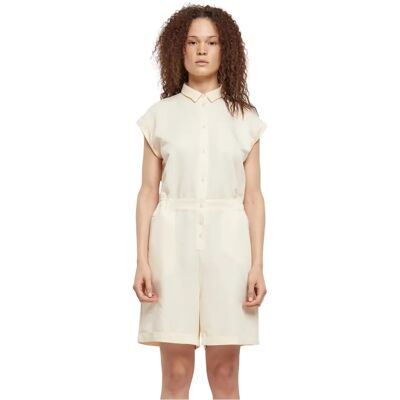Urban Classics Viscose Twill Kvinders Kort Jumpsuit - Creme Urban Classics Viscose Twill Kvinders Kort Jumpsuit - Creme