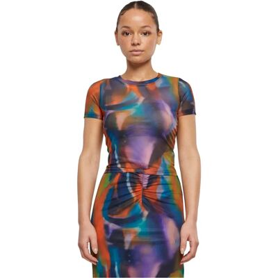 Urban Classics T-shirt AOP Mesh Multicolore pour Femmes Urban Classics T-shirt AOP Mesh Multicolore pour Femmes