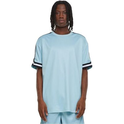 Urban Classics Herren Oversized Stripes Mesh Tee - Oceanblau - Casual Urban Classics Herren Oversized Stripes Mesh Tee - Oceanblau - Casual